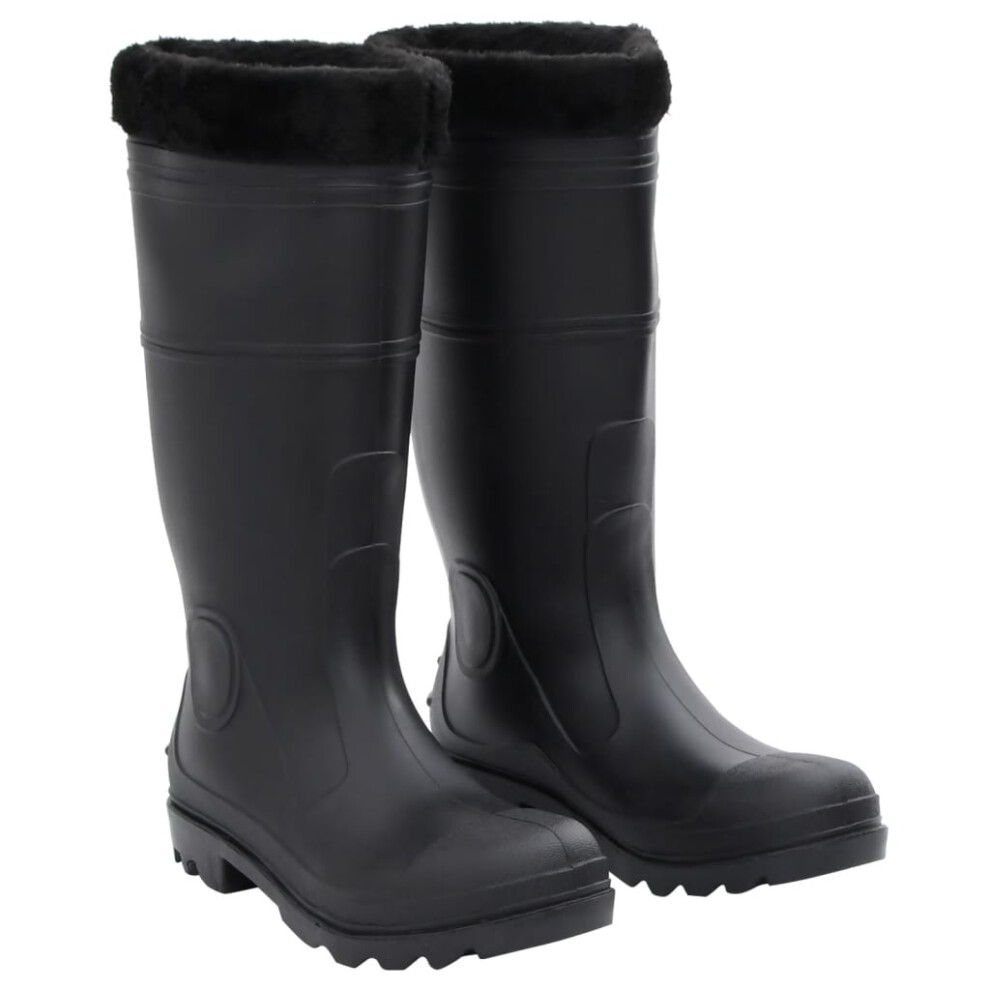 vidaXL Rian Boots with Removable Socks Waterproof Wellies Black Size 42 PVC
