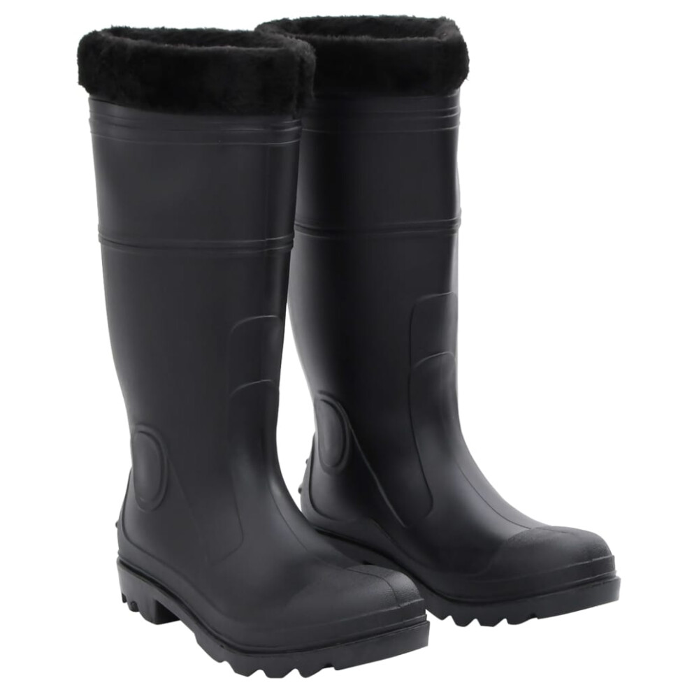 vidaXL Rian Boots with Removable Socks Waterproof Wellies Black Size 41 PVC