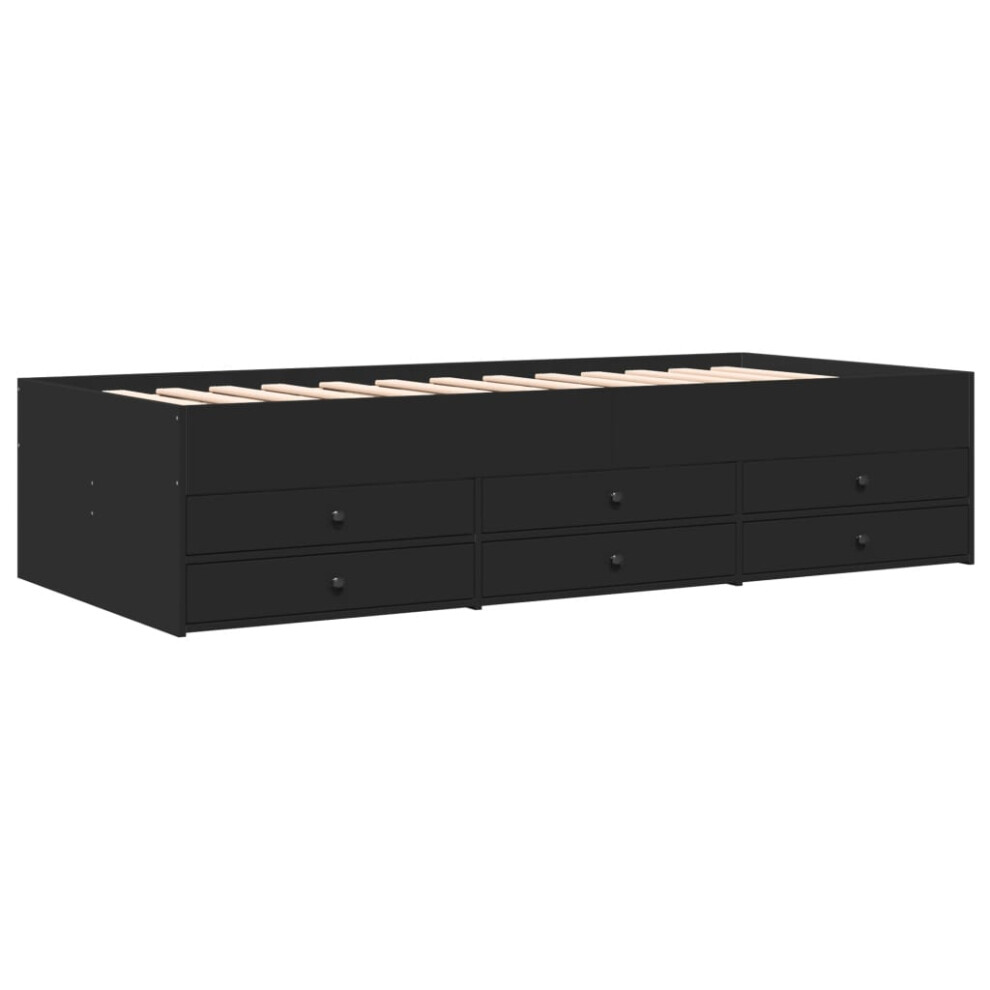 (black, 100 x 200 cm) vidaXL Daybed with Drawers Sofa Bed Guest Bed Black 100x200 cm Engineered Wood