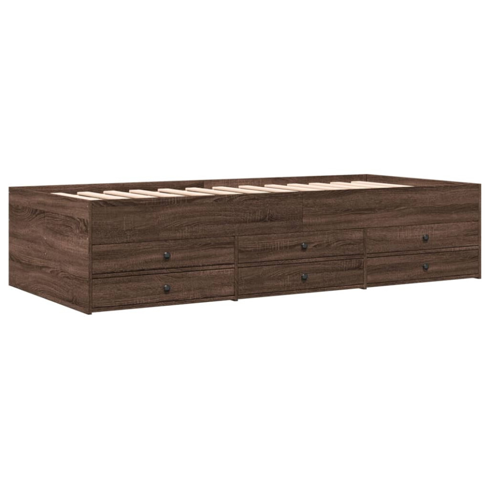 (brown oak, 100 x 200 cm) vidaXL Daybed with Drawers Sofa Bed Guest Bed Black 100x200 cm Engineered Wood