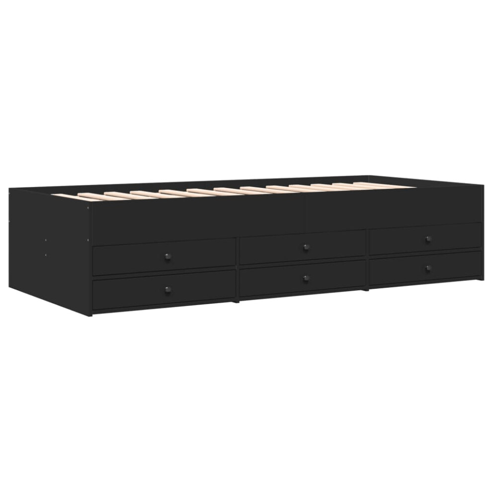 (black, 90 x 190 cm) vidaXL Daybed with Drawers Sofa Bed Guest Bed Black 100x200 cm Engineered Wood