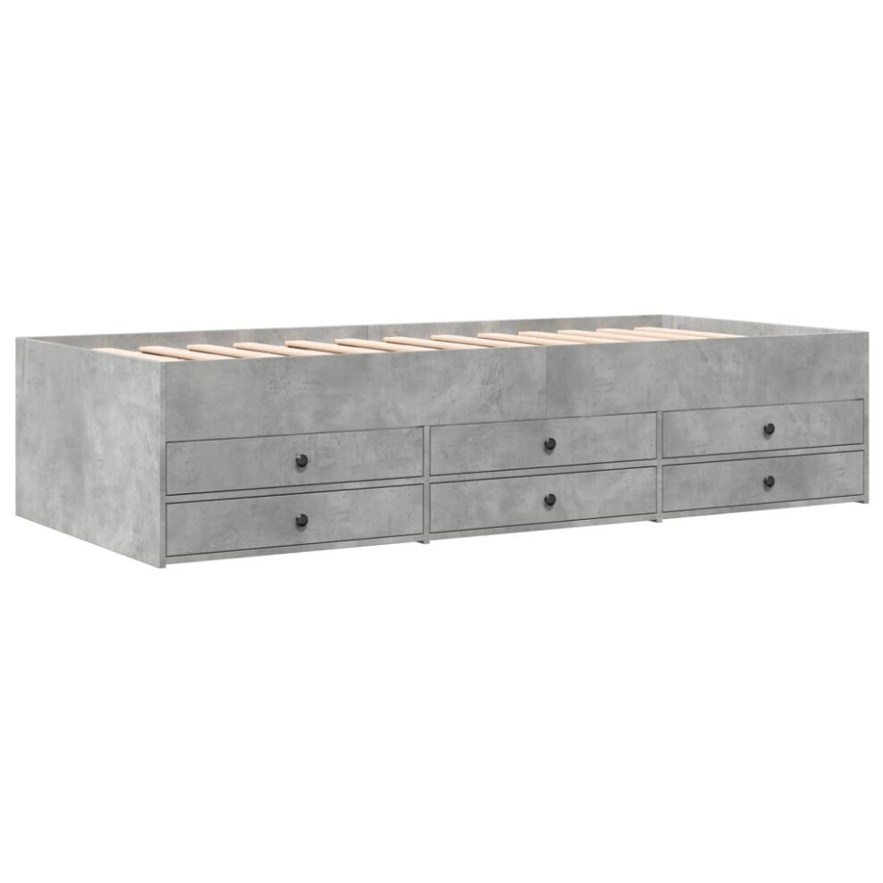 Vidaxl (Concrete Grey, 90 X 190 Cm) Daybed With Drawers Sofa Bed Guest Bed Black 100X200 Cm Engineered Wood