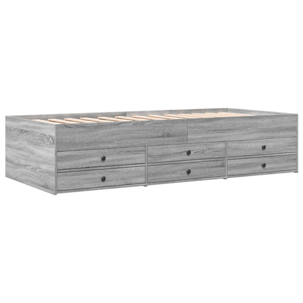Vidaxl (Grey Sonoma, 90 X 190 Cm) Daybed With Drawers Sofa Bed Guest Bed Black 100X200 Cm Engineered Wood