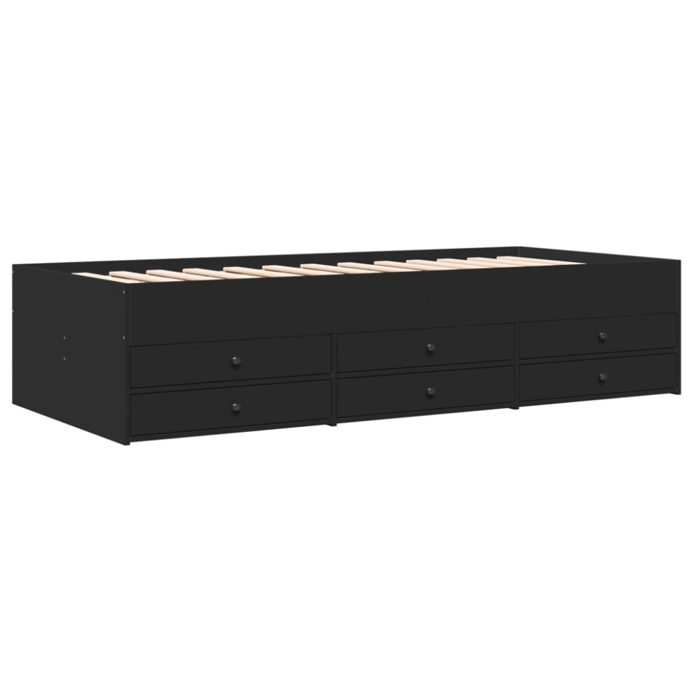 Vidaxl (, 75 X 190 Cm) Daybed With Drawers Sofa Bed Guest Bed 100X200 Cm Engineered Wood Black
