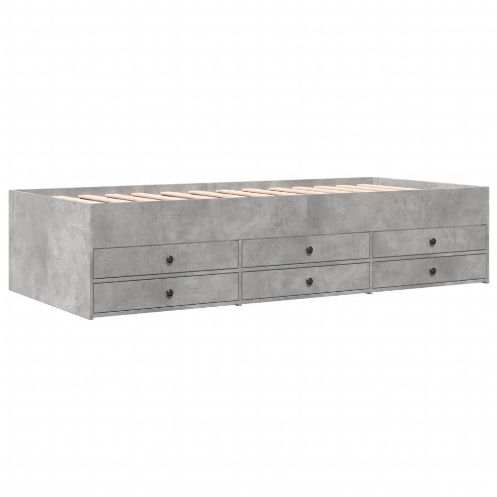 Vidaxl (Concrete Grey, 75 X 190 Cm) Daybed With Drawers Sofa Bed Guest Bed Black 100X200 Cm Engineered Wood