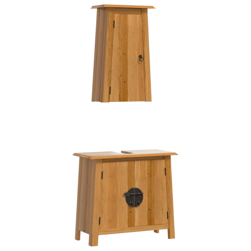 Vidaxl Bathroom Furniture Set 2 Piece Storage Sink Cabinet Solid Wood Pine