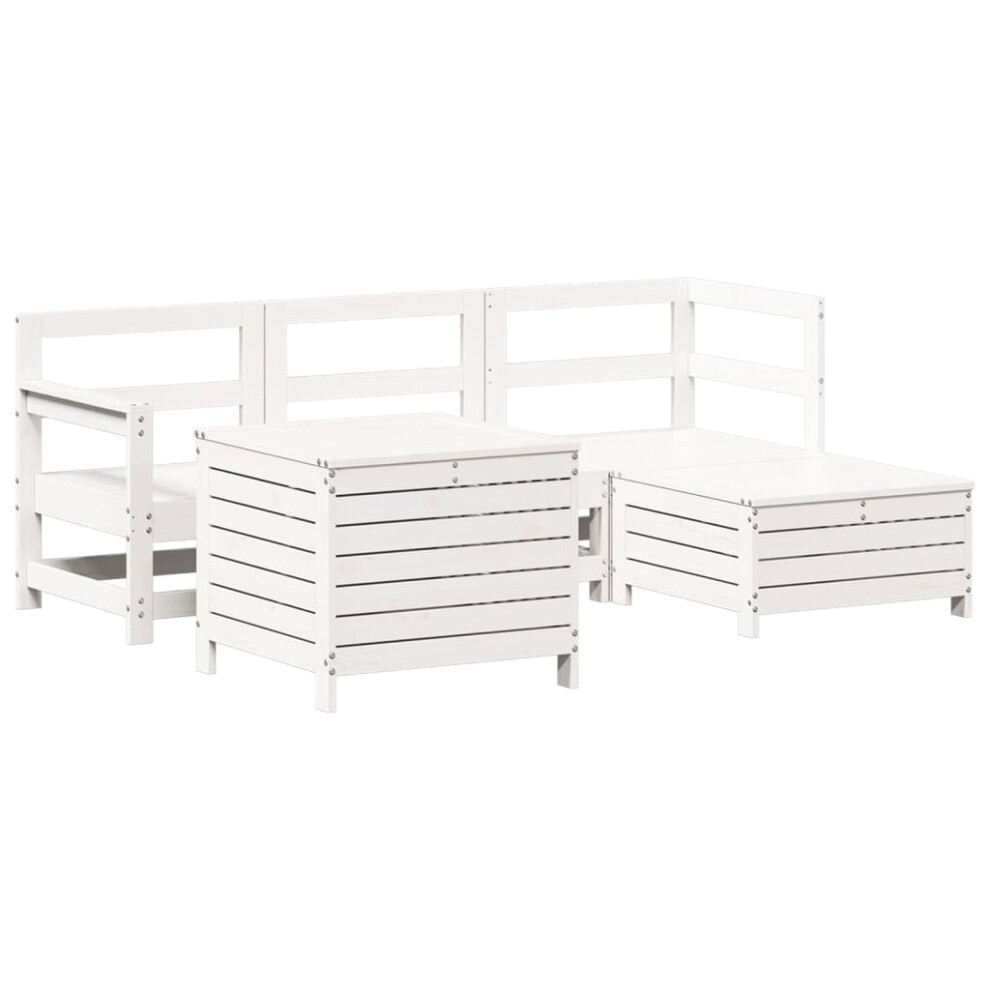 vidaXL Garden Sofa Set 5 Piece Outdoor Sofa Corner Sofa White Solid Wood Pine