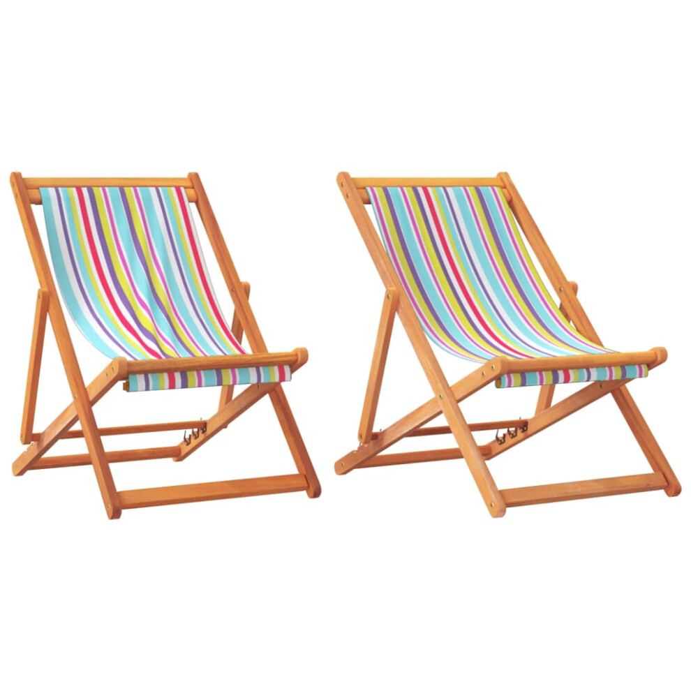 vidaXL Folding Beach Chairs Garden Chair Outdoor Chair 2pcs Multicolour Fabric