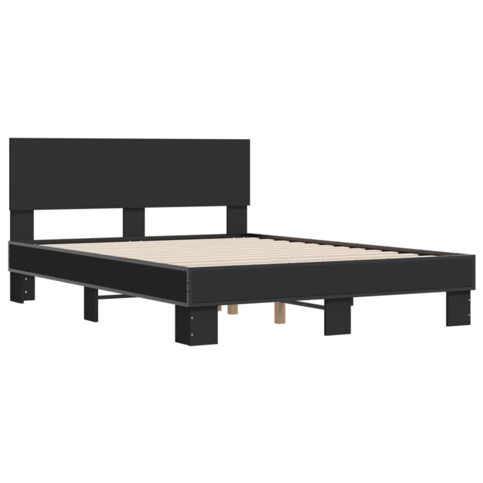 vidaXL Bed Frame Bed Base Bedstead Black 120x200 cm Engineered Wood and Metal