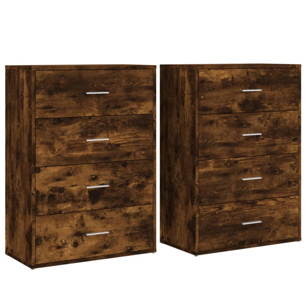 Vidaxl Sideboards Cupboard Cabinet Highboard 2 Pcs Smoked Oak Engineered Wood