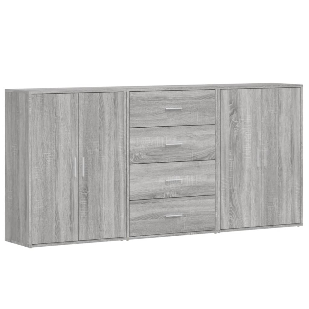 vidaXL Sideboards Cupboard Cabinet Highboard 3 pcs Grey Sonoma Engineered Wood