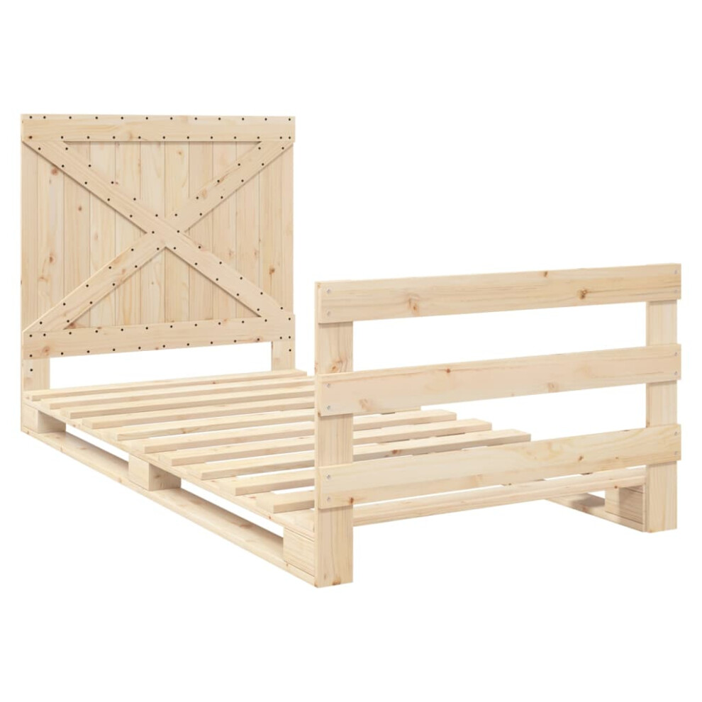 Vidaxl Bed Frame With Headboard Bed Base Bedstead 100X200 Cm Solid Wood Pine