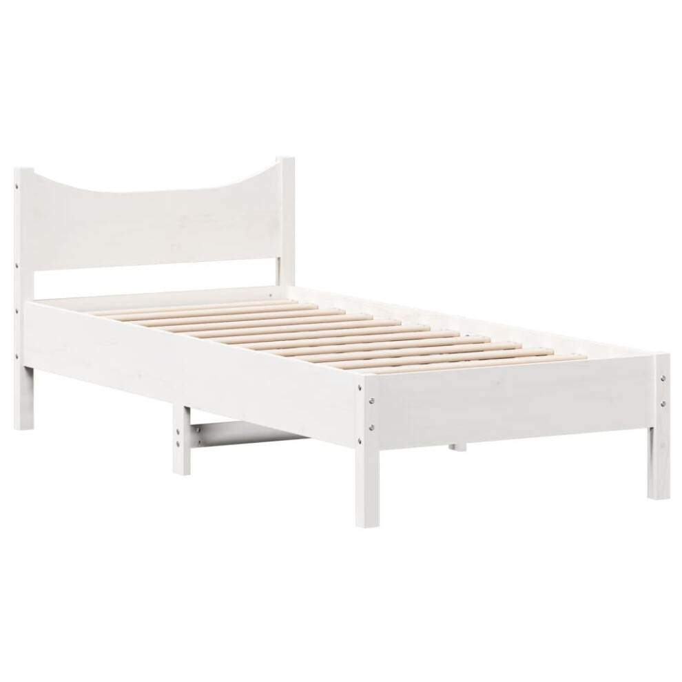 vidaXL Bed Frame Bedroom Bed Base Bedstead White 90x200 cm Solid Wood Pine