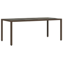 vidaXL Gartentisch mit Glasplatte Braun 190x90x75 cm Poly Rattan