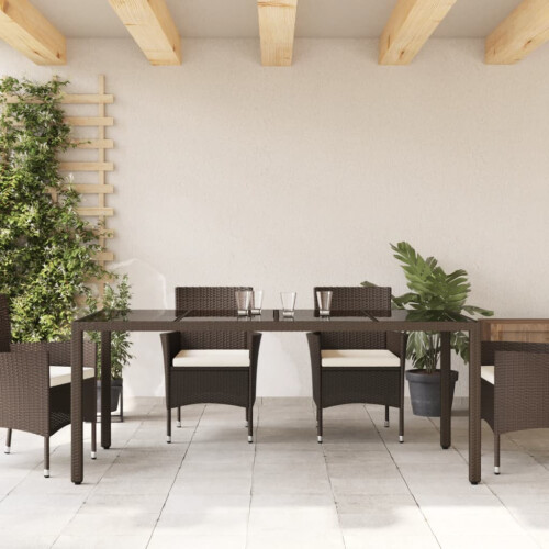 VidaXL vidaXL Gartentisch mit Glasplatte Braun 190x90x75 cm Poly Rattan 2