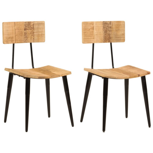 VidaXL vidaXL 2x Solid Wood Mango Dining Chairs Kitchen Wooden Dining Room Chair