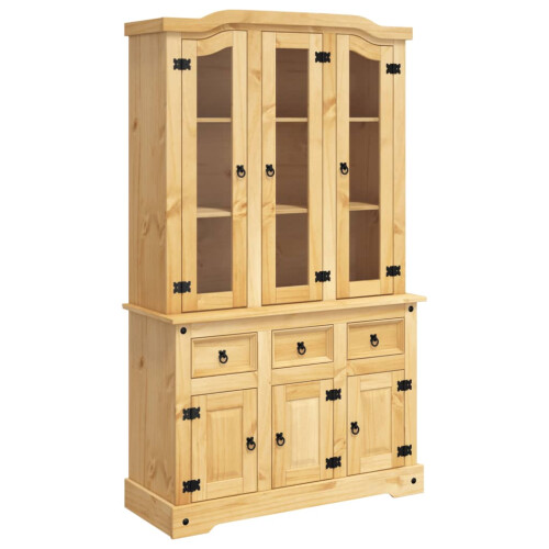 VidaXL vidaXL Highboard Sideboard Cupboard Side Cabinet Brown Solid Wood Me Pine Corona 1