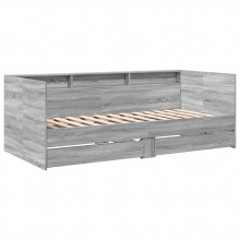(grey sonoma, 100 x 200 cm) vidaXL Daybed with Drawers Sofa Bed Guest Bed Black 100x200 cm Engineered Wood