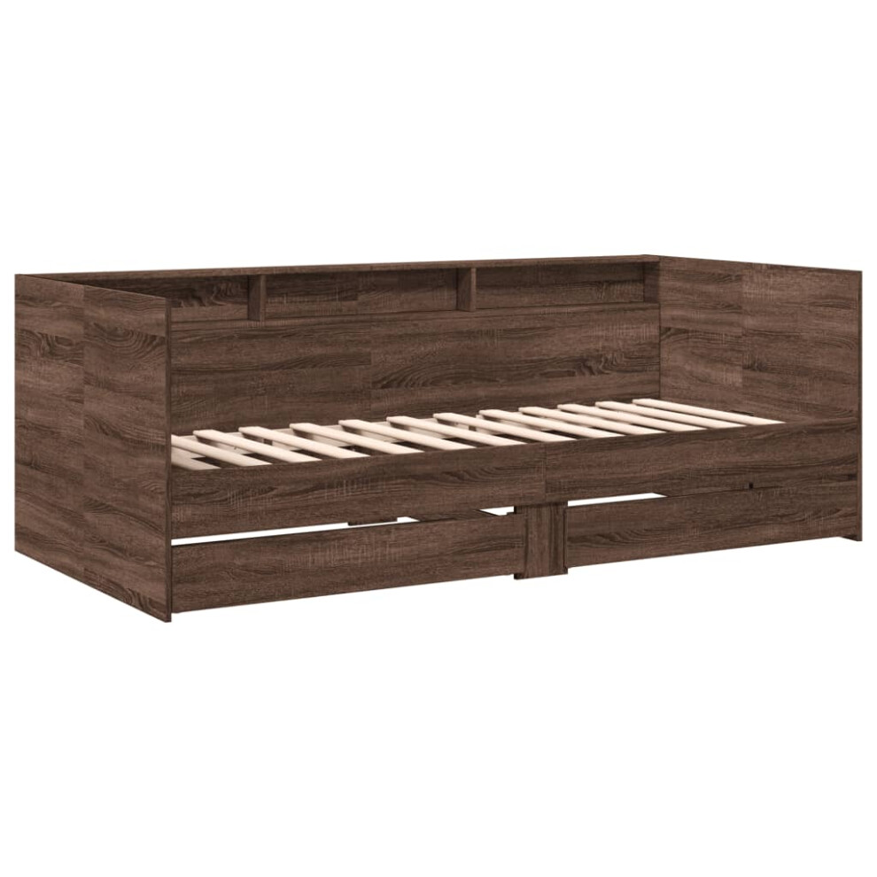 (brown oak, 100 x 200 cm) vidaXL Daybed with Drawers Sofa Bed Guest Bed Black 100x200 cm Engineered Wood