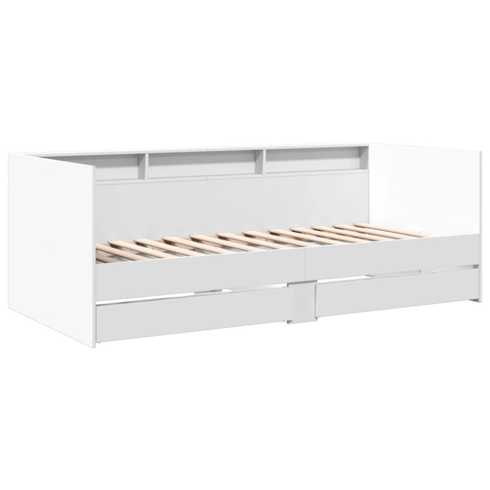 (white, 90 x 200 cm) vidaXL Daybed with Drawers Sofa Bed Guest Bed Black 100x200 cm Engineered Wood