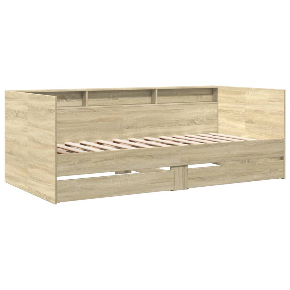 (sonoma oak, 90 x 200 cm) vidaXL Daybed with Drawers Sofa Bed Guest Bed Black 100x200 cm Engineered Wood