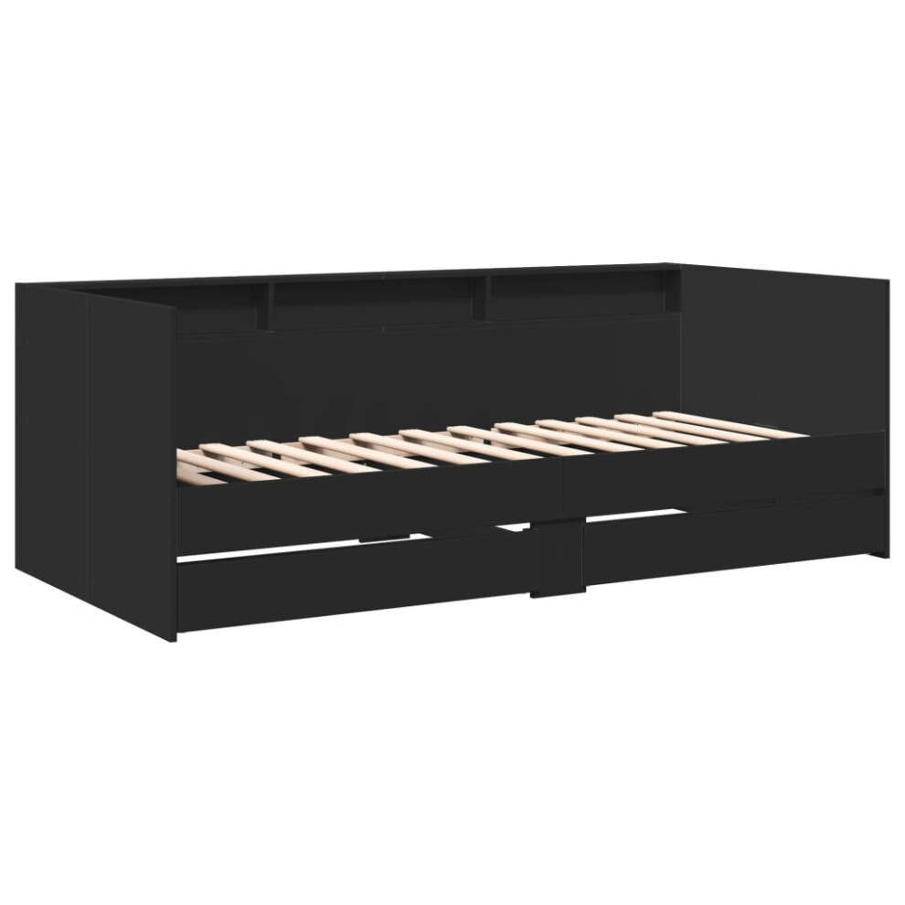 (black, 90 x 190 cm) vidaXL Daybed with Drawers Sofa Bed Guest Bed Black 100x200 cm Engineered Wood