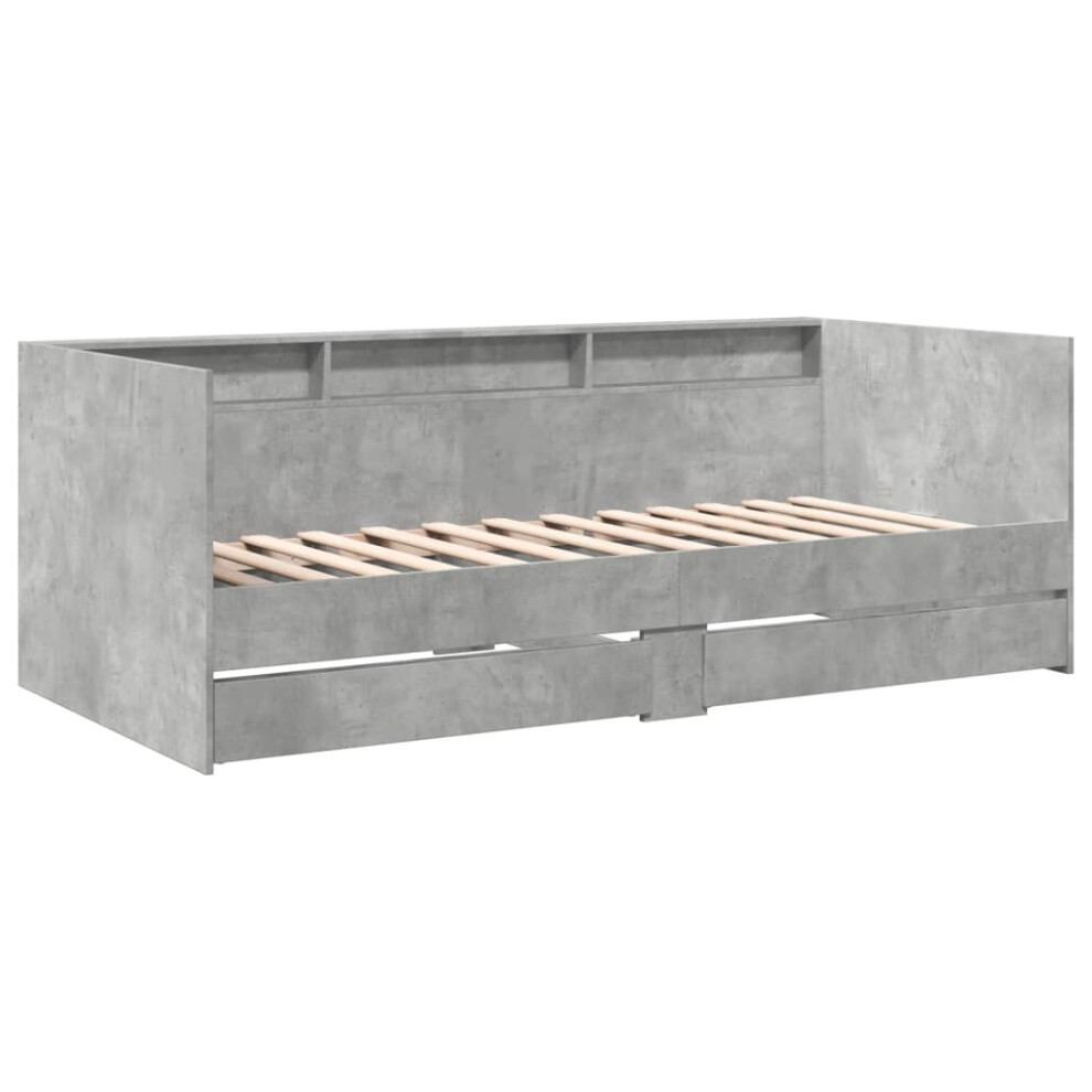 Vidaxl (Concrete Grey, 90 X 190 Cm) Daybed With Drawers Sofa Bed Guest Bed Black 100X200 Cm Engineered Wood