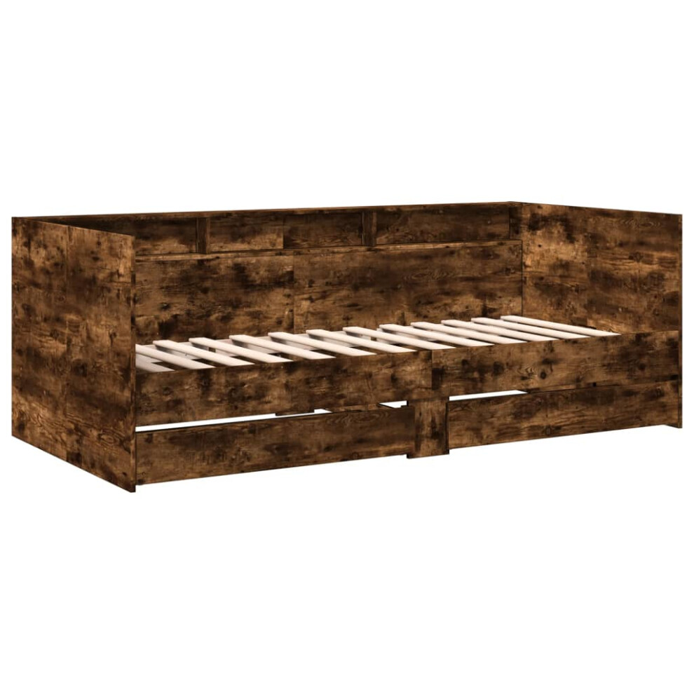 Vidaxl (Smoked Oak, 90 X 190 Cm) Daybed With Drawers Sofa Bed Guest Bed Black 100X200 Cm Engineered Wood