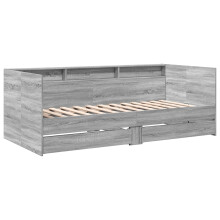 (grey sonoma, 90 x 190 cm) vidaXL Daybed with Drawers Sofa Bed Guest Bed Black 100x200 cm Engineered Wood