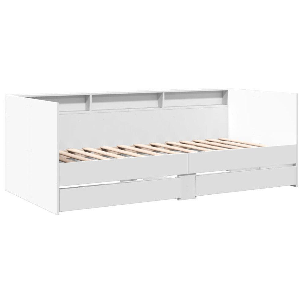 Vidaxl (White, 75 X 190 Cm) Daybed With Drawers Sofa Bed Guest Bed Black 100X200 Cm Engineered Wood