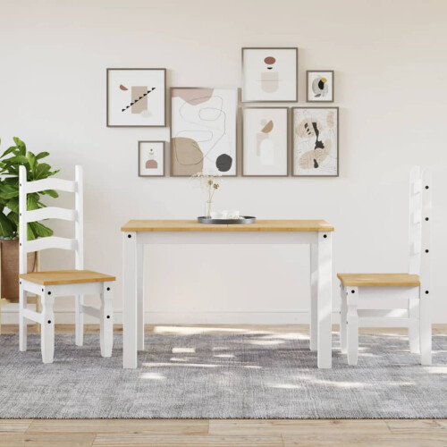 VidaXL vidaXL Dining Chairs Dining Room Kitchen Chair 2 pcs White Solid Wood Pine 2
