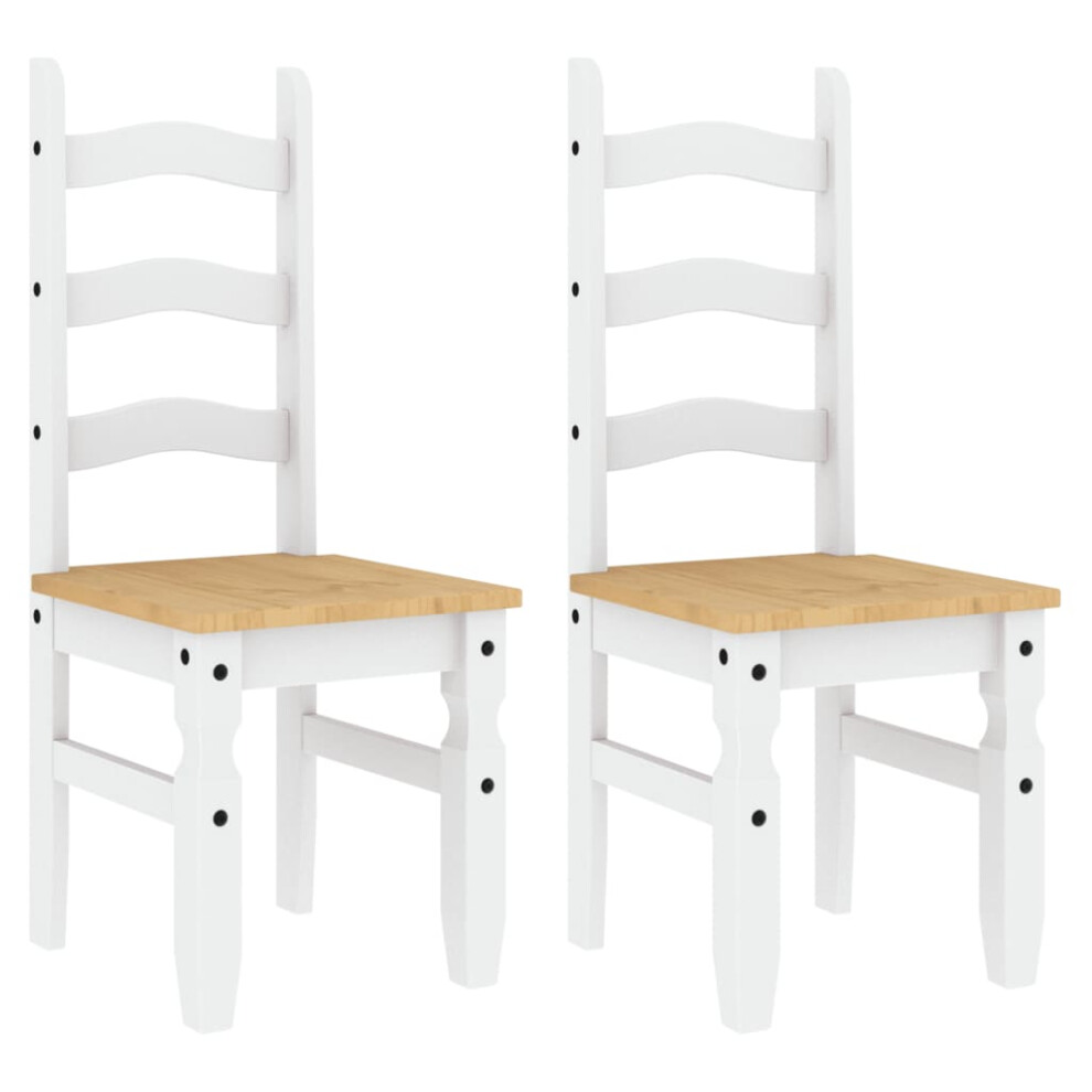 vidaXL Dining Chairs Dining Room Kitchen Chair 2 pcs White Solid Wood Pine