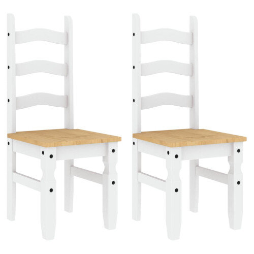 VidaXL vidaXL Dining Chairs Dining Room Kitchen Chair 2 pcs White Solid Wood Pine 1