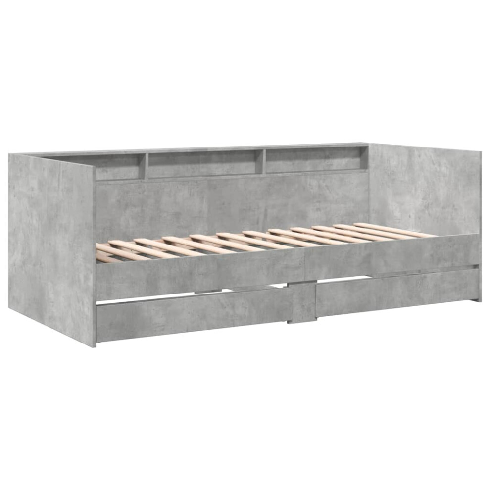 Vidaxl (Concrete Grey, 75 X 190 Cm) Daybed With Drawers Sofa Bed Guest Bed Black 100X200 Cm Engineered Wood
