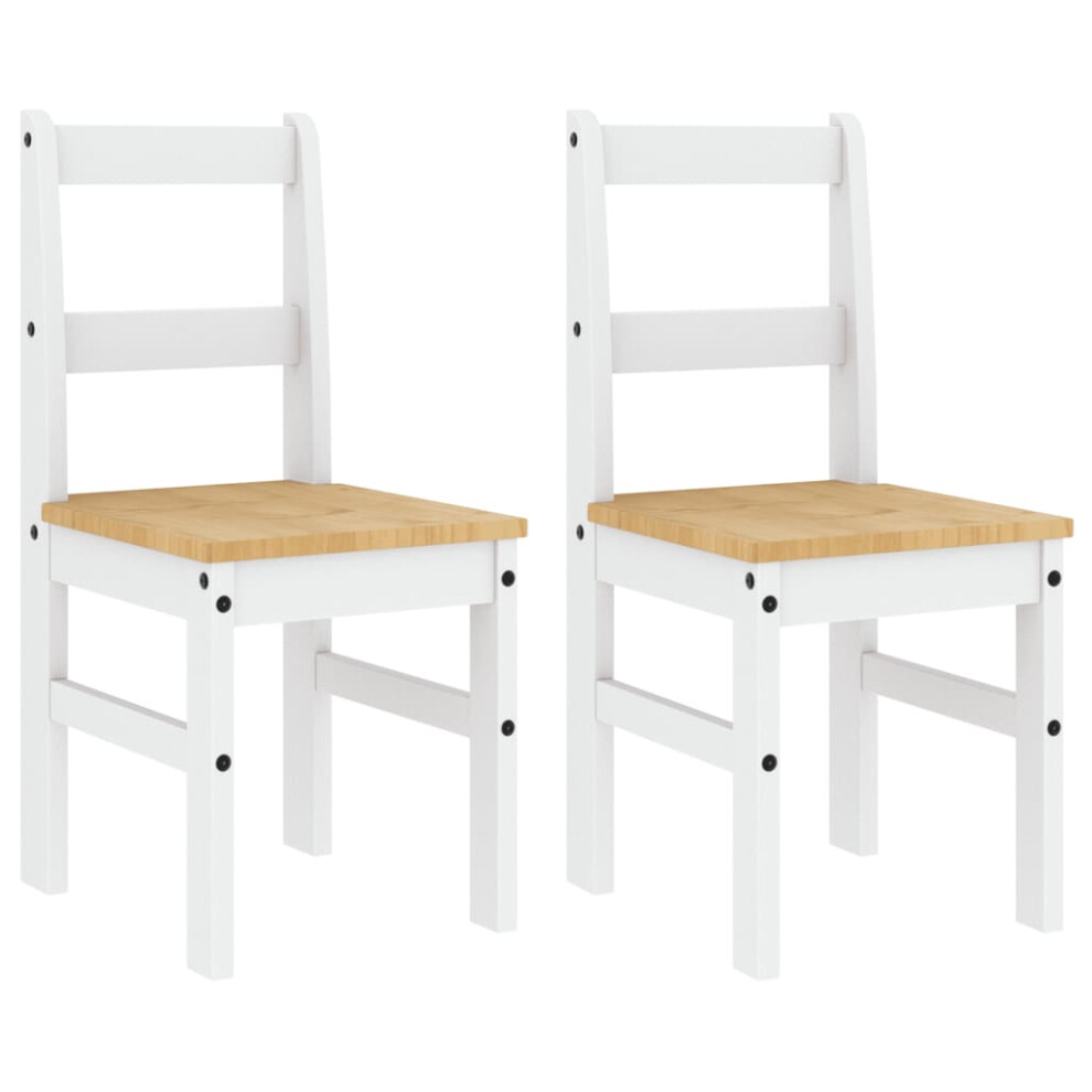 vidaXL Dining Chairs Dining Room Kitchen Chair 2 Pcs White Solid Wood Pine