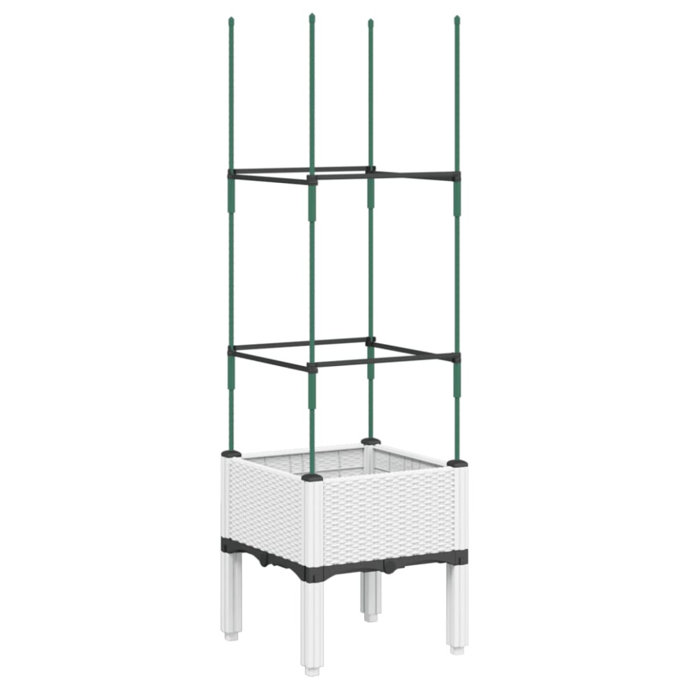 Vidaxl (White, 43 X 40 X 142,5 Cm) Garden Planter With Trellis Grey