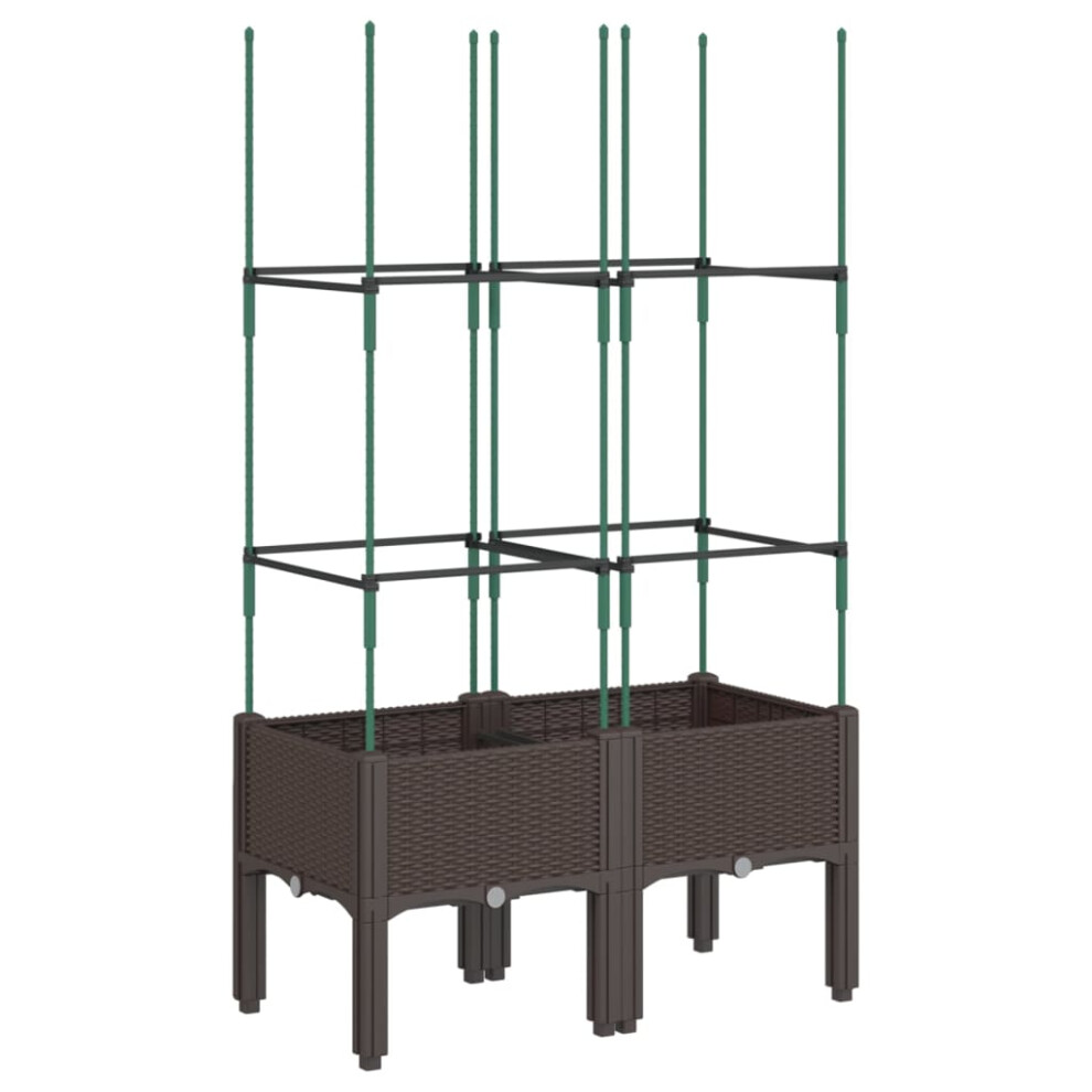 Vidaxl (Brown, 80 X 40 X 142,5 Cm) Garden Planter With Trellis Grey