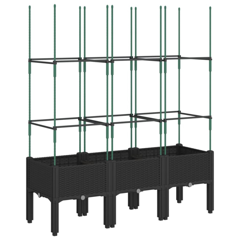 Vidaxl (Black, 120 X 40 X 142,5 Cm) Garden Planter With Trellis Grey