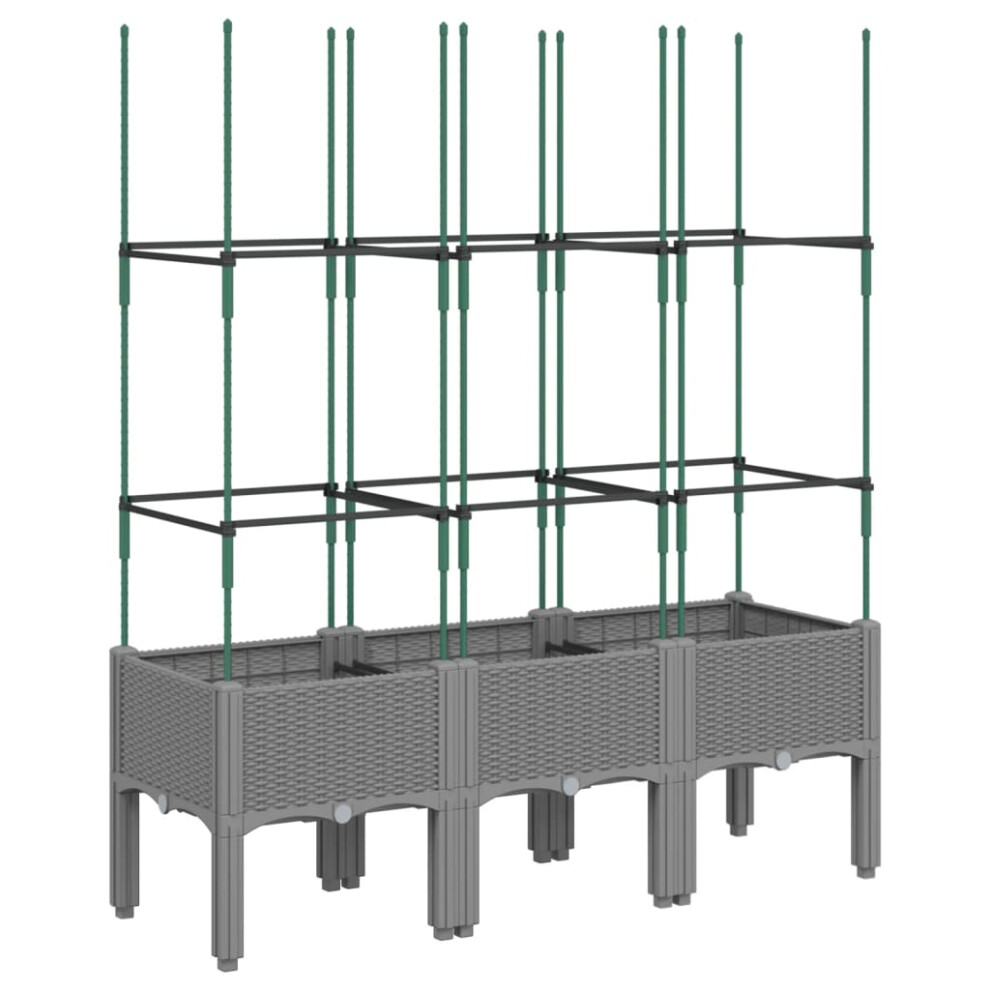 Vidaxl (Light Grey, 120 X 40 X 142,5 Cm) Garden Planter With Trellis Grey