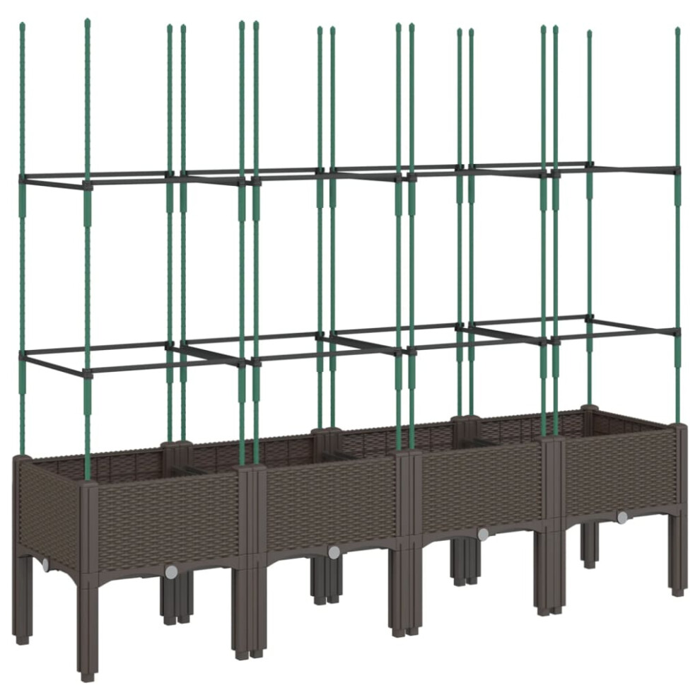 Vidaxl (Brown, 160 X 40 X 142,5 Cm) Garden Planter With Trellis Grey