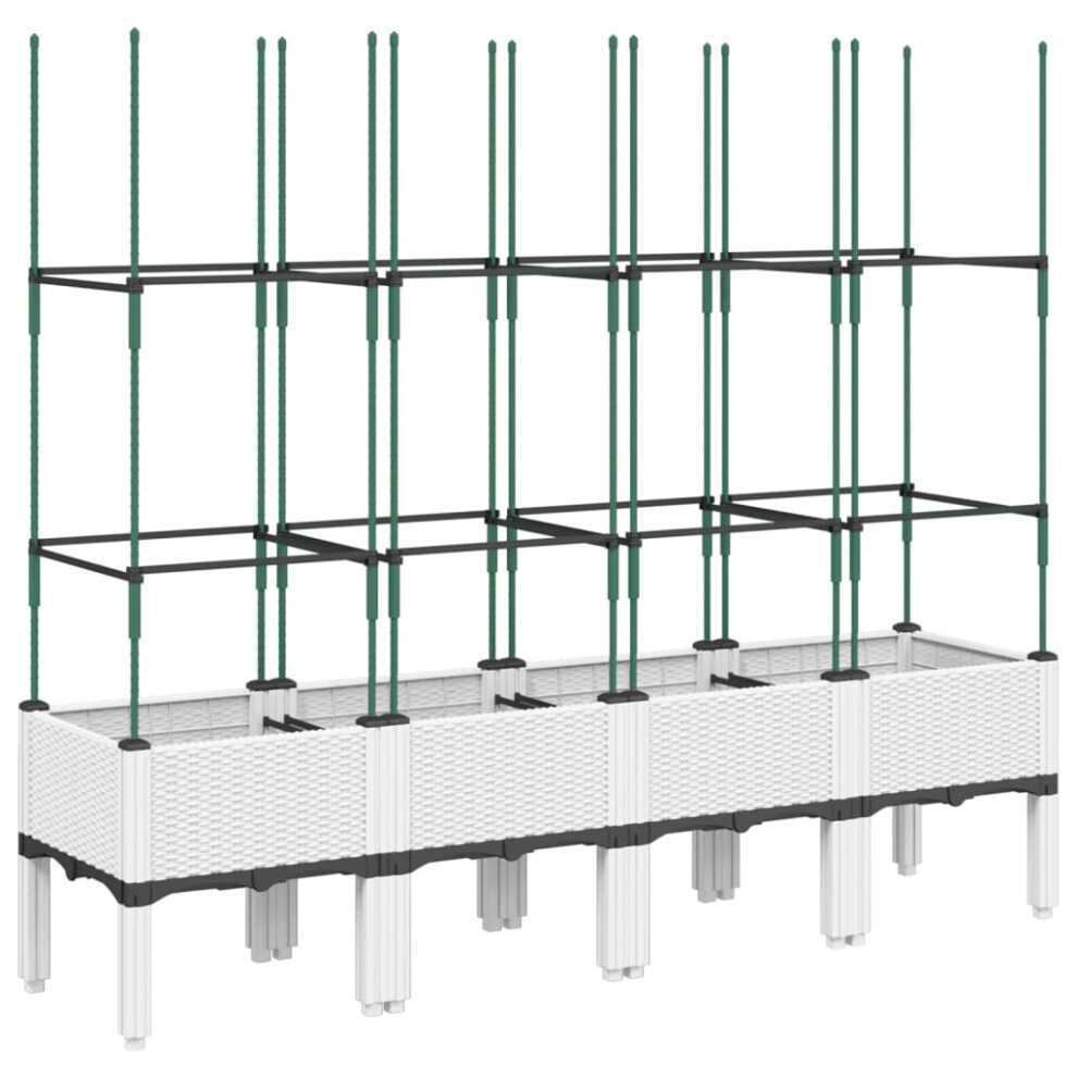 Vidaxl (White, 160 X 40 X 142,5 Cm) Garden Planter With Trellis Grey