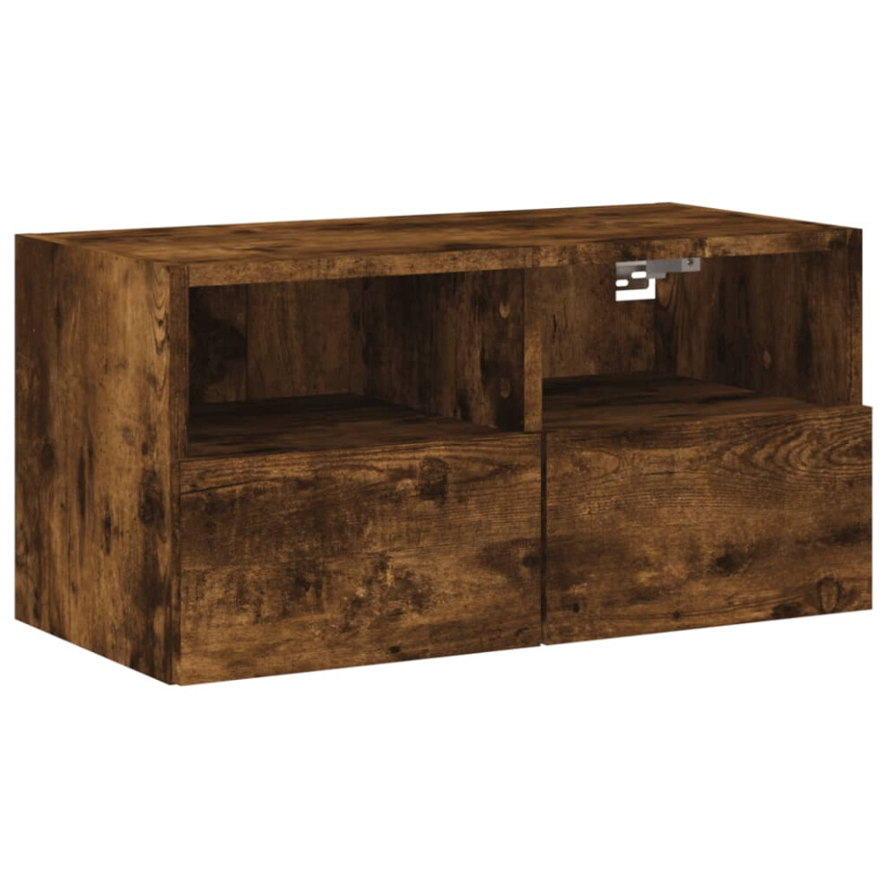 Vidaxl Tv Wall Cabinet Wall-Mounted Tv Cabinet Smoked Oak Engineered Wood