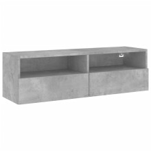 vidaXL Concrete Grey Wall-Mounted TV Cabinet Engineered Wood, 100x30x30 cm, 2 Shelves & 2 Compartments