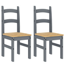 vidaXL Dining Chairs Dining Room Kitchen Chair 2 pcs Grey Solid Wood Pine