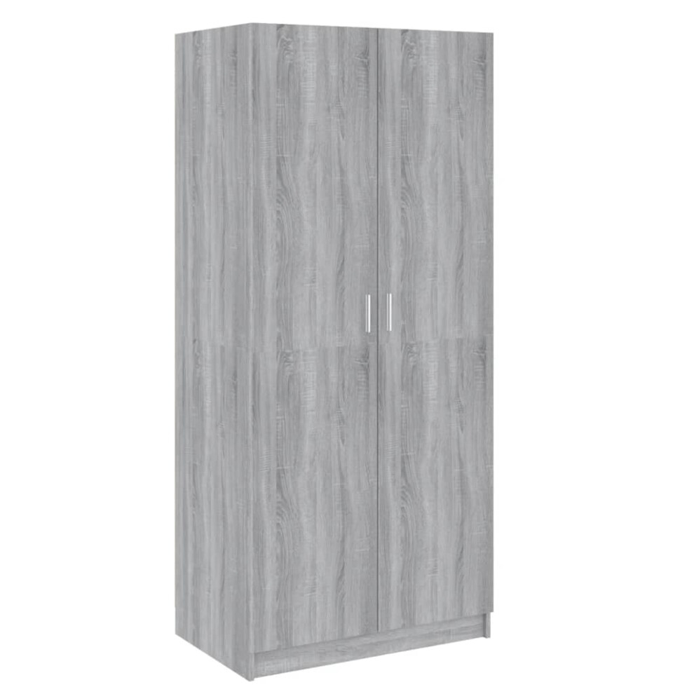 vidaXL Wardrobe Grey Sonoma Engineered Wood Bedroom Storage Clothes Organiser