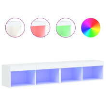 vidaXL TV Cabinets with LED Lights TV Stand Media Cabinet TV Unit 2 pcs White