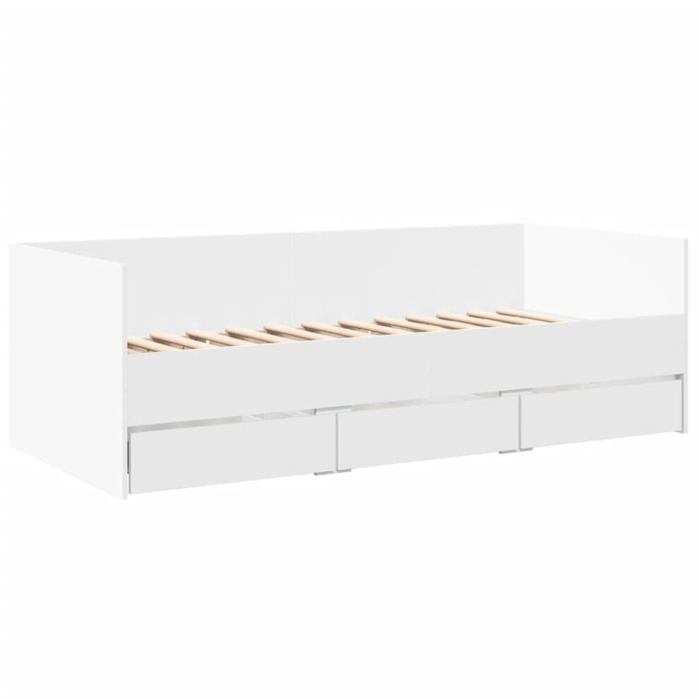 Vidaxl (White, 100 X 200 Cm) Daybed With Drawers Sofa Bed Grey Sonoma 100X200 Cm Engineered Wood