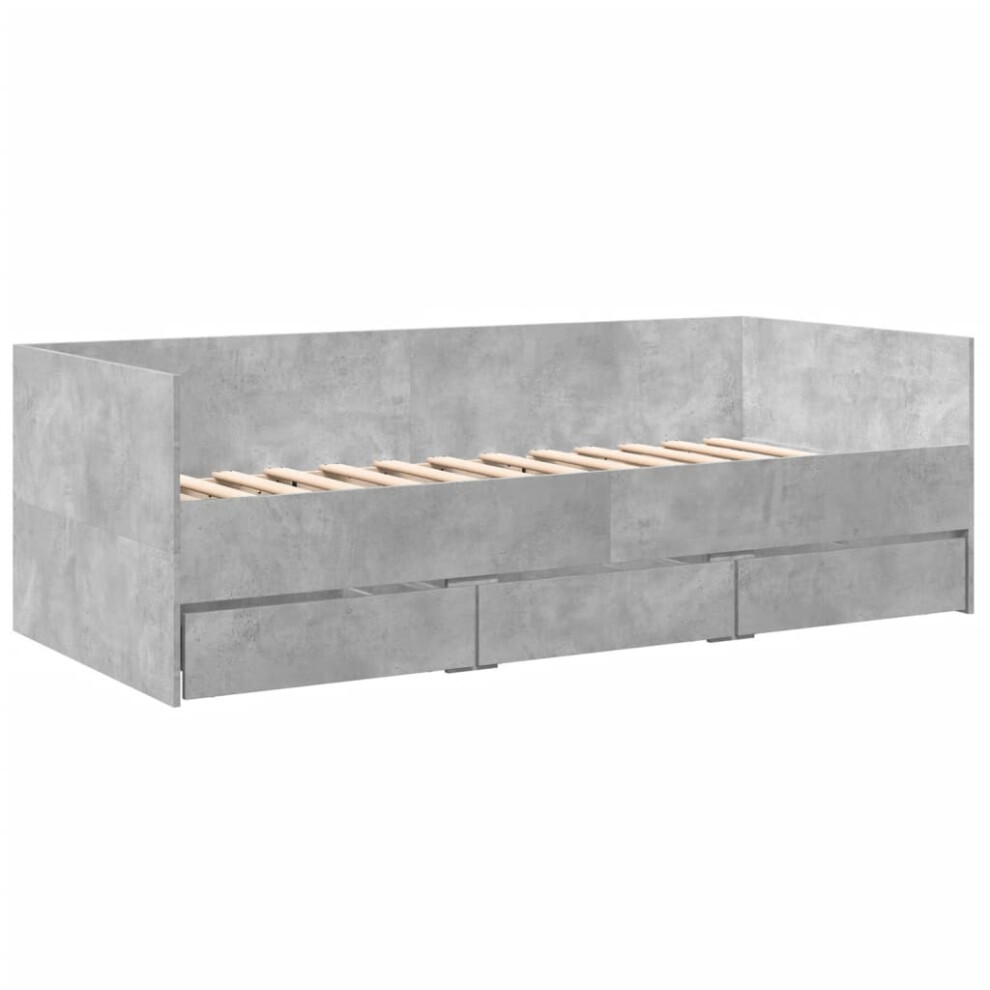 Vidaxl (Concrete Grey, 100 X 200 Cm) Daybed With Drawers Sofa Bed Grey Sonoma 100X200 Cm Engineered Wood