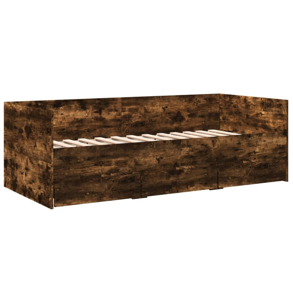 Vidaxl (Smoked Oak, 100 X 200 Cm) Daybed With Drawers Sofa Bed Grey Sonoma 100X200 Cm Engineered Wood