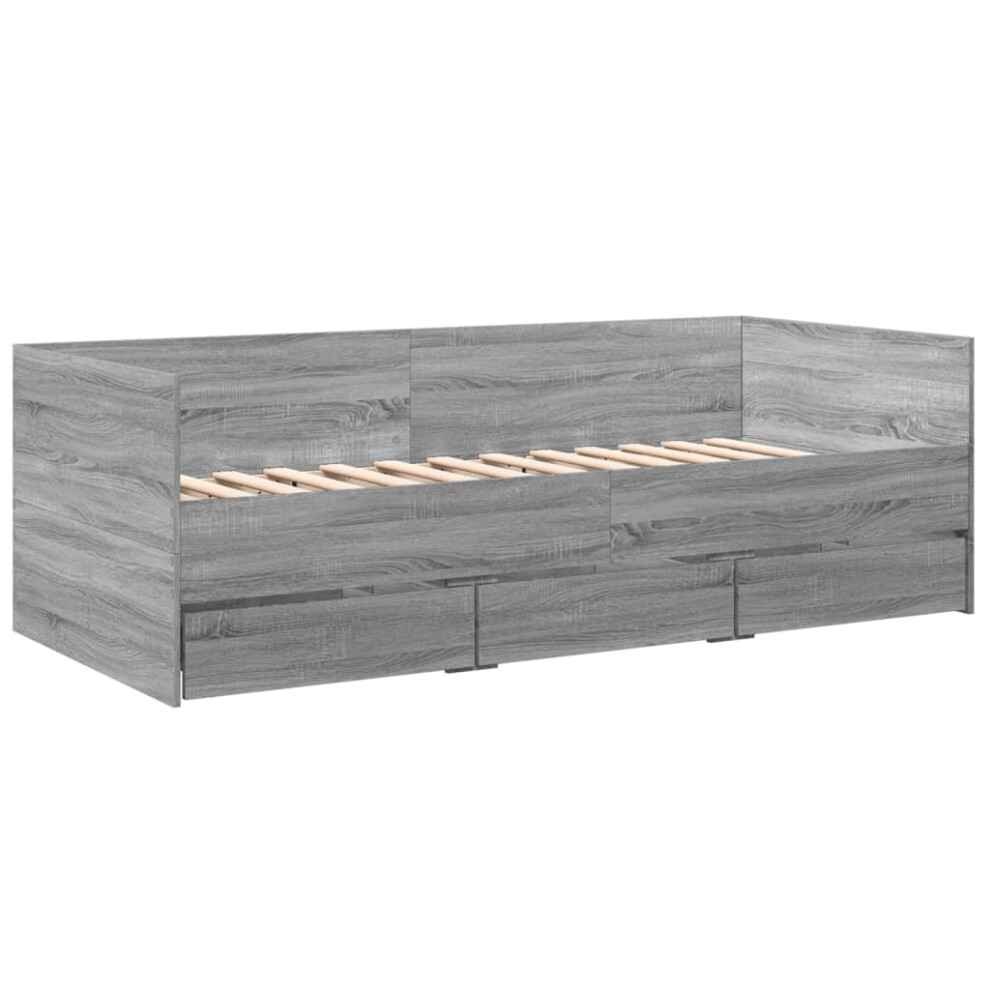 (grey sonoma, 100 x 200 cm) vidaXL Daybed with Drawers Sofa Bed Grey Sonoma 100x200 cm Engineered Wood